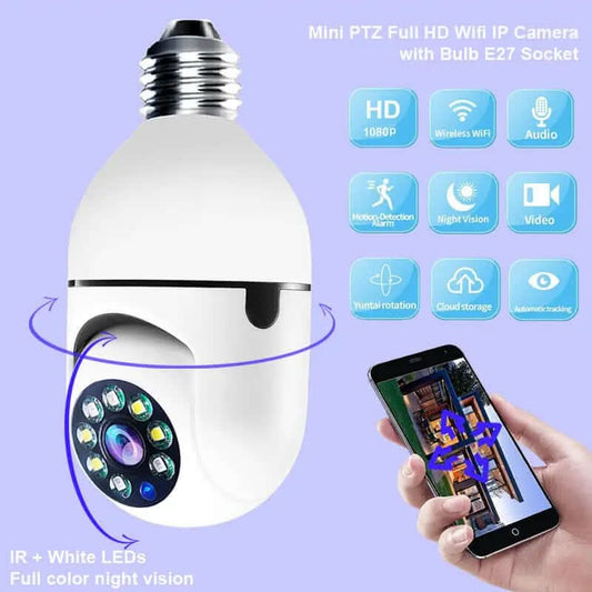 CAMÉRA WiFi 1080P Ampoule Caméra avec Zoom 4X E27 5GWiFi Les Visionnaires