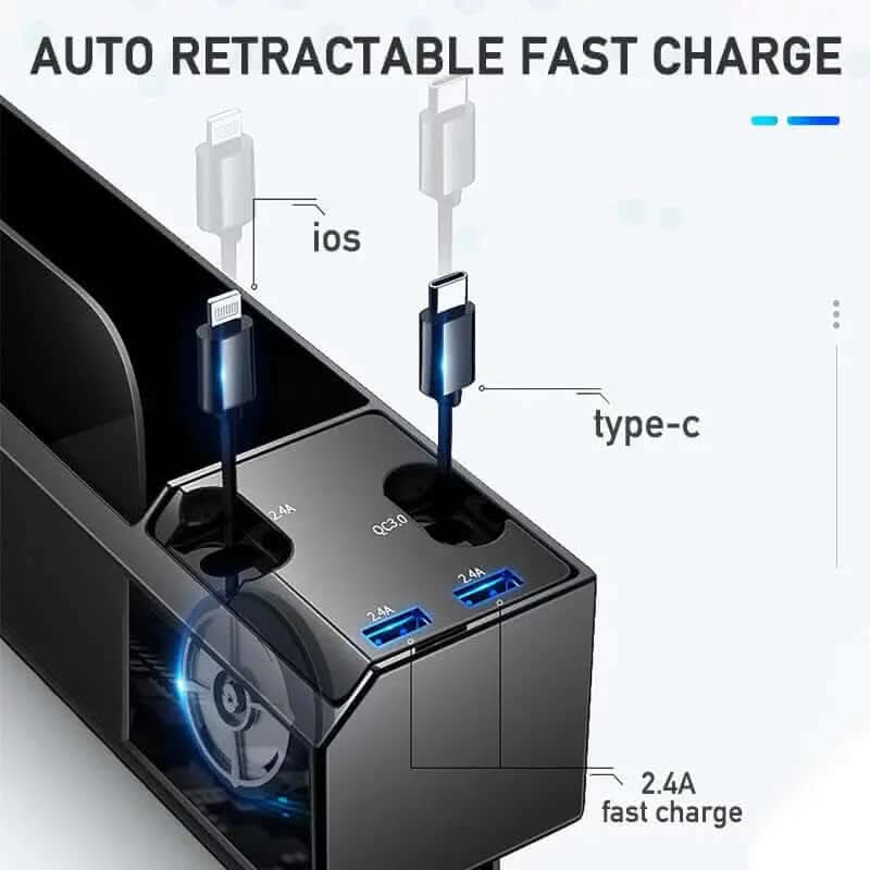 Boîte de rangement pour siège auto avec câble Les Visionnaires