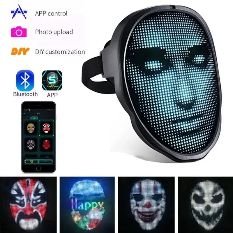 Masques d'Halloween lumineux à LED en couleur, masque changeant de visage Les Visionnaires