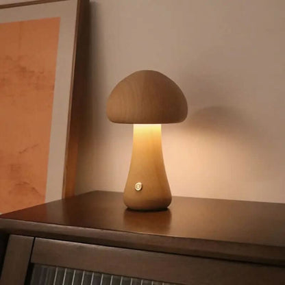 Lampe de nuit champignon en bois avec interrupteur tactile Les Visionnaires