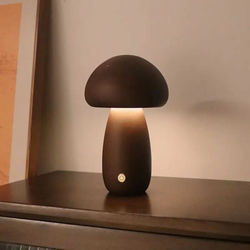 Lampe de nuit champignon en bois avec interrupteur tactile Les Visionnaires