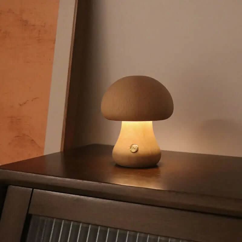 Lampe de nuit champignon en bois avec interrupteur tactile Les Visionnaires