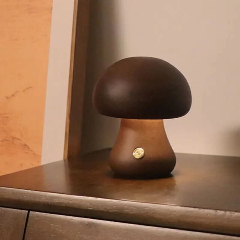 Lampe de nuit champignon en bois avec interrupteur tactile Les Visionnaires