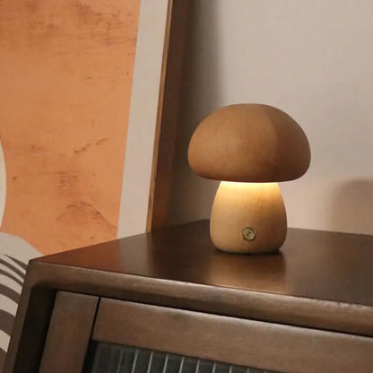 Lampe de nuit champignon en bois avec interrupteur tactile Les Visionnaires
