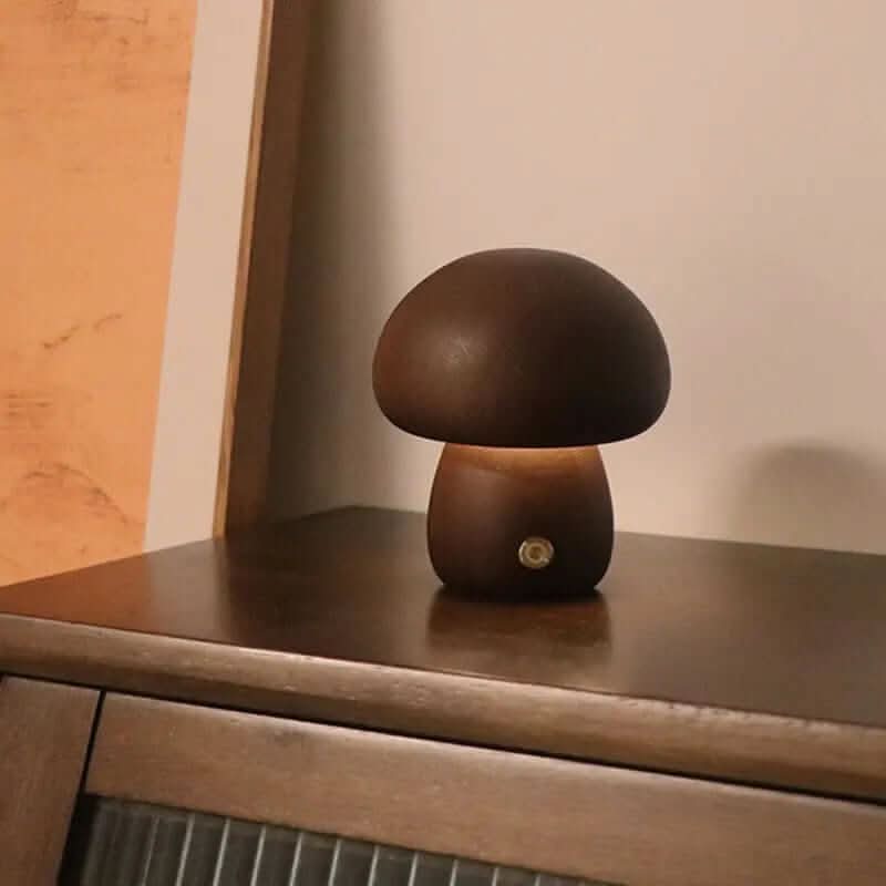 Lampe de nuit champignon en bois avec interrupteur tactile Les Visionnaires