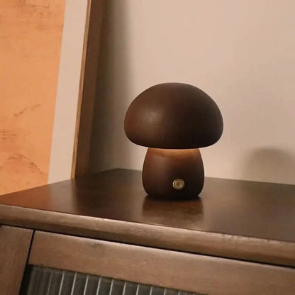 Lampe de nuit champignon en bois avec interrupteur tactile Les Visionnaires