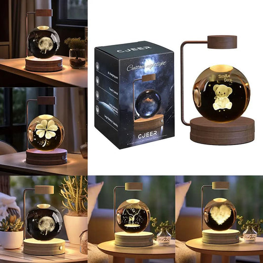 Lampe de chevet cristal, lumière d'ambiance USB pour chambre Les Visionnaires