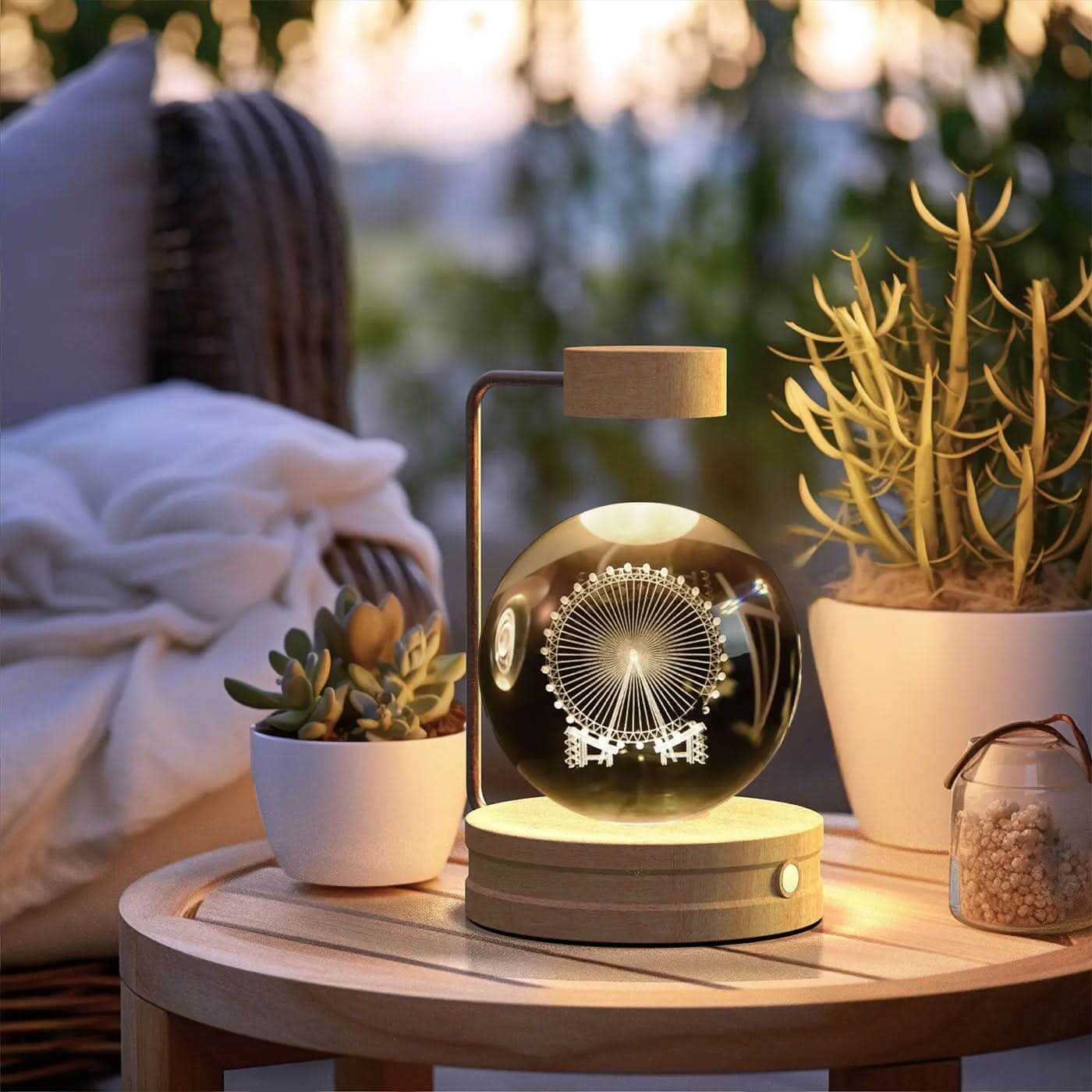 Lampe de chevet cristal, lumière d'ambiance USB pour chambre Les Visionnaires