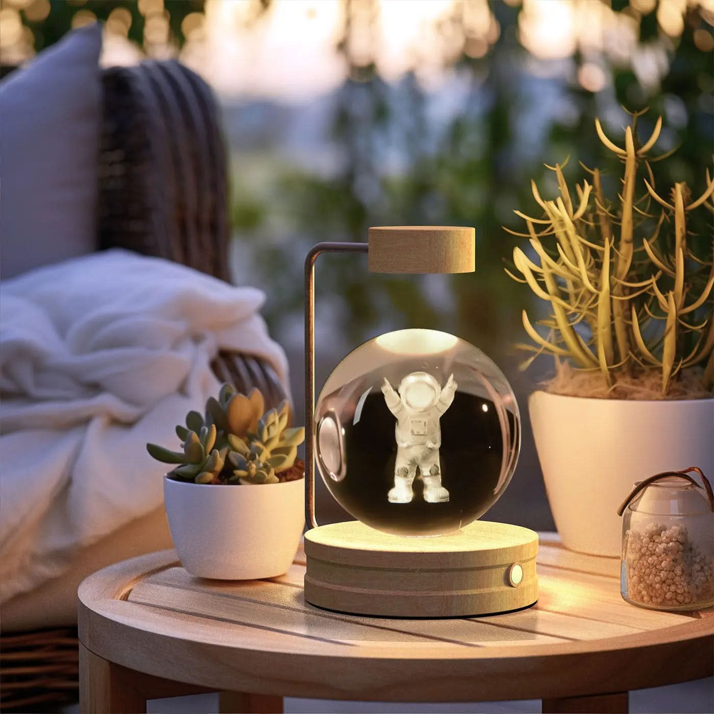Lampe de chevet cristal, lumière d'ambiance USB pour chambre Les Visionnaires