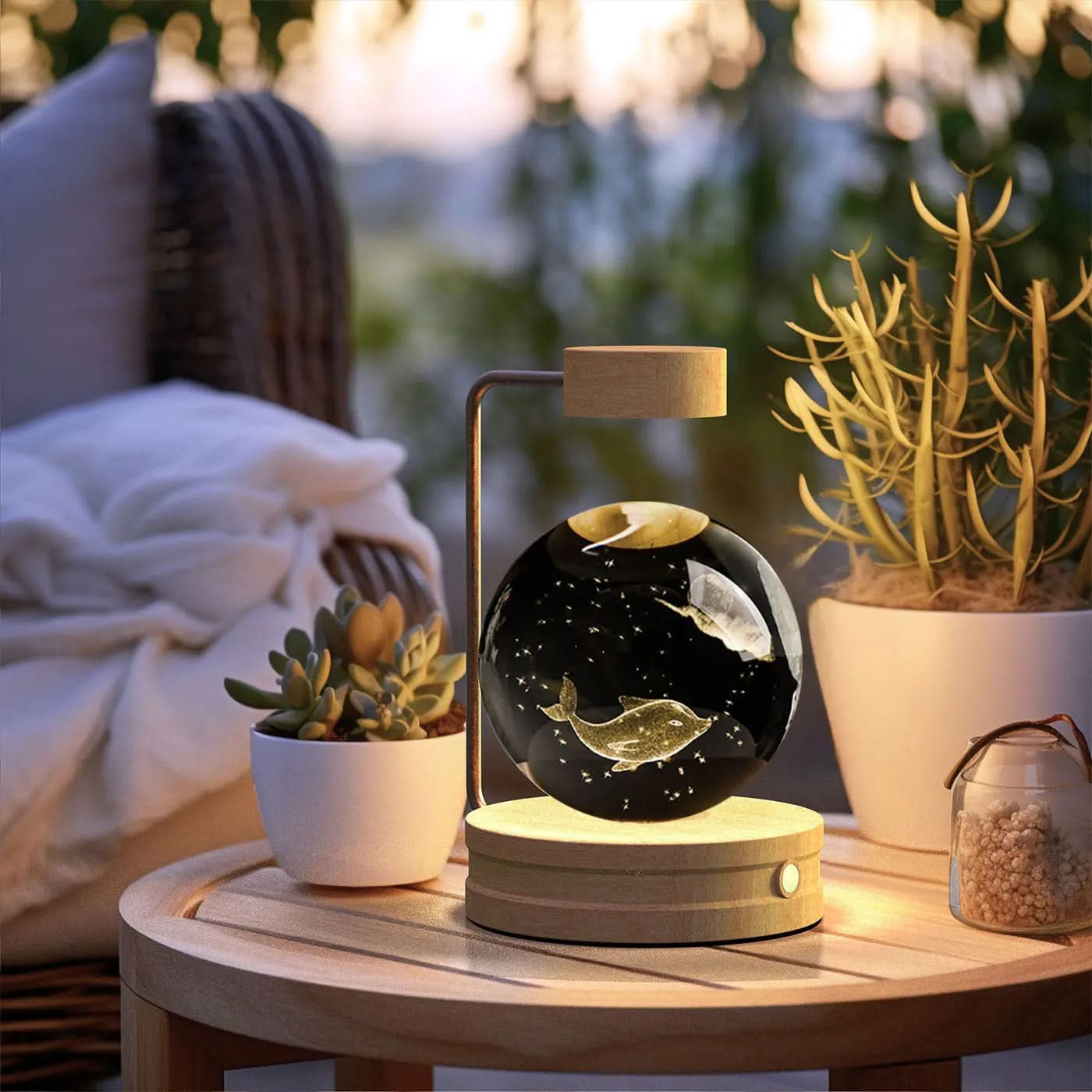 Lampe de chevet cristal, lumière d'ambiance USB pour chambre Les Visionnaires