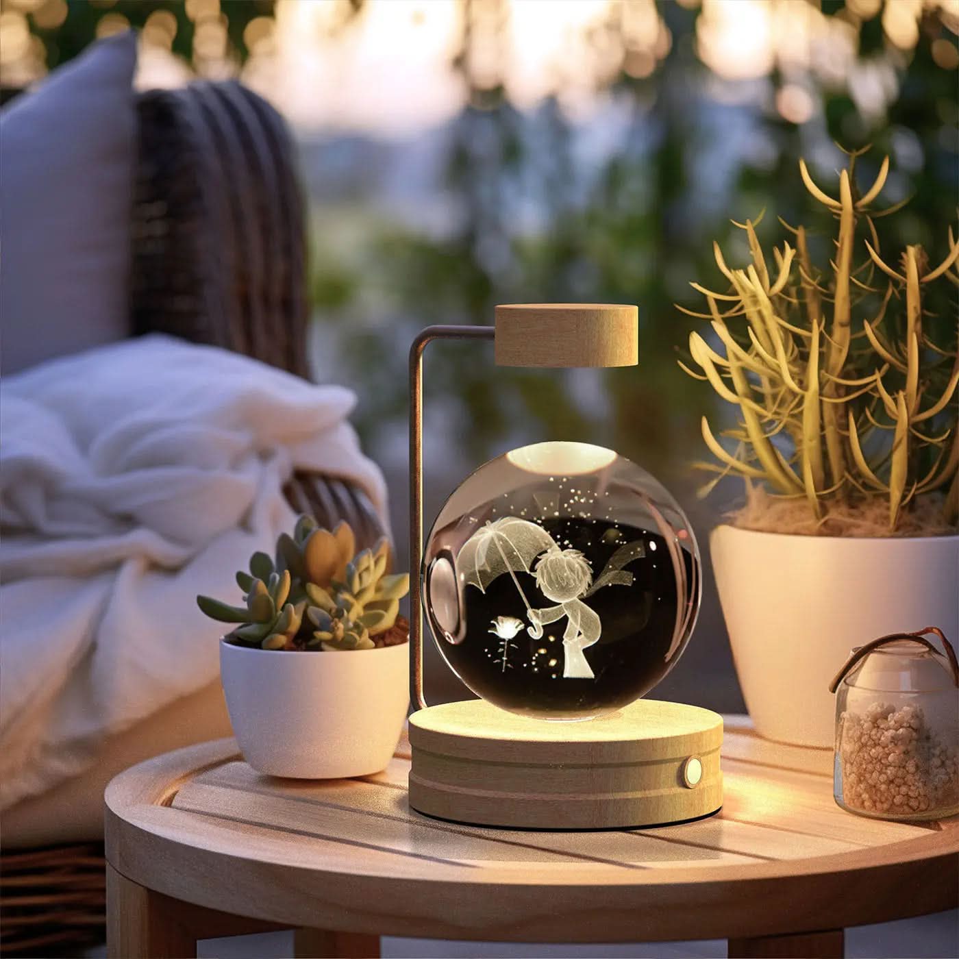 Lampe de chevet cristal, lumière d'ambiance USB pour chambre Les Visionnaires