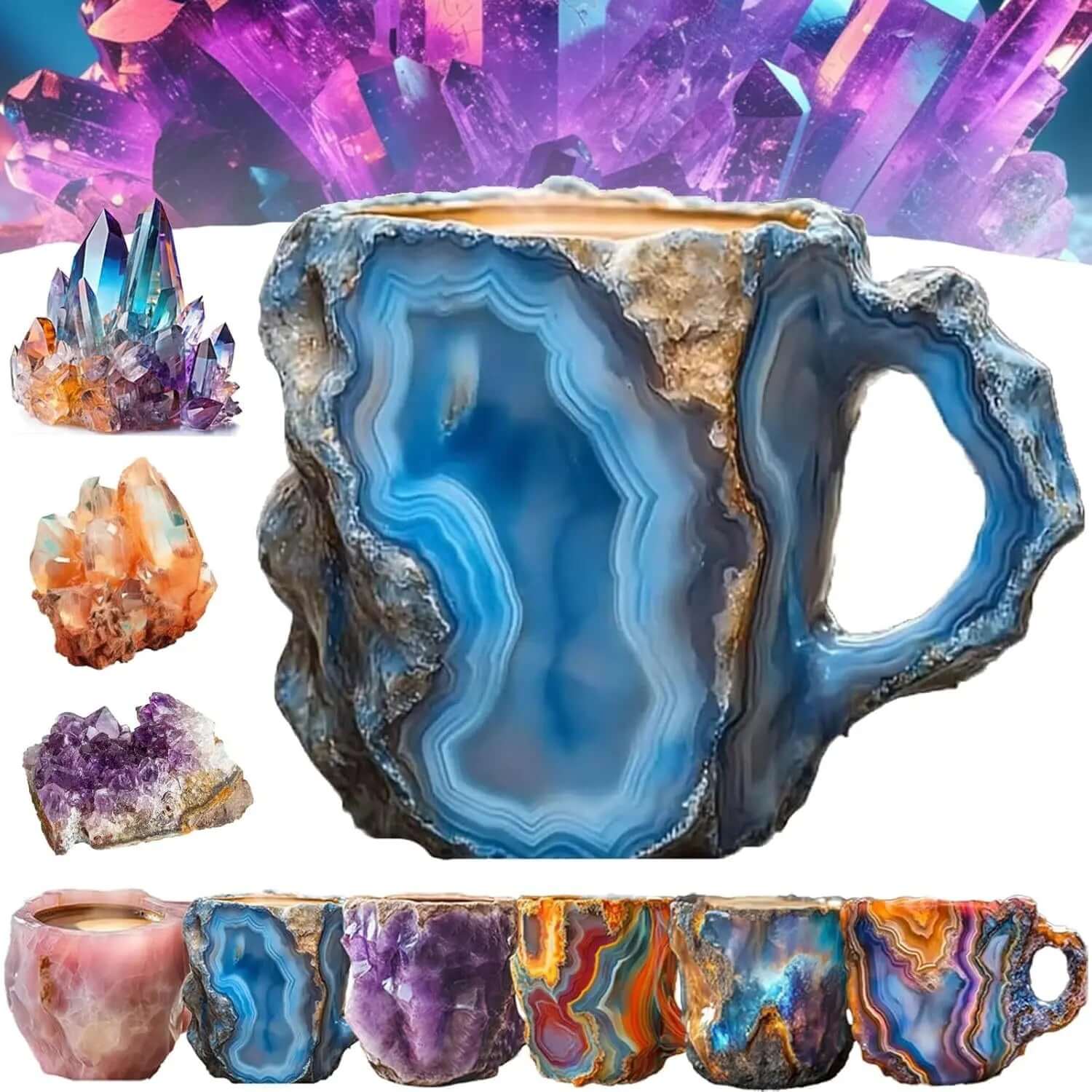 400ml Resin Mineral Crystal Coffee Mugs With Handles Elegant Fake Mineral Crystal Cup For Workplace Home Decor Christmas Gift Kitchen Gadgets Les Visionnaires