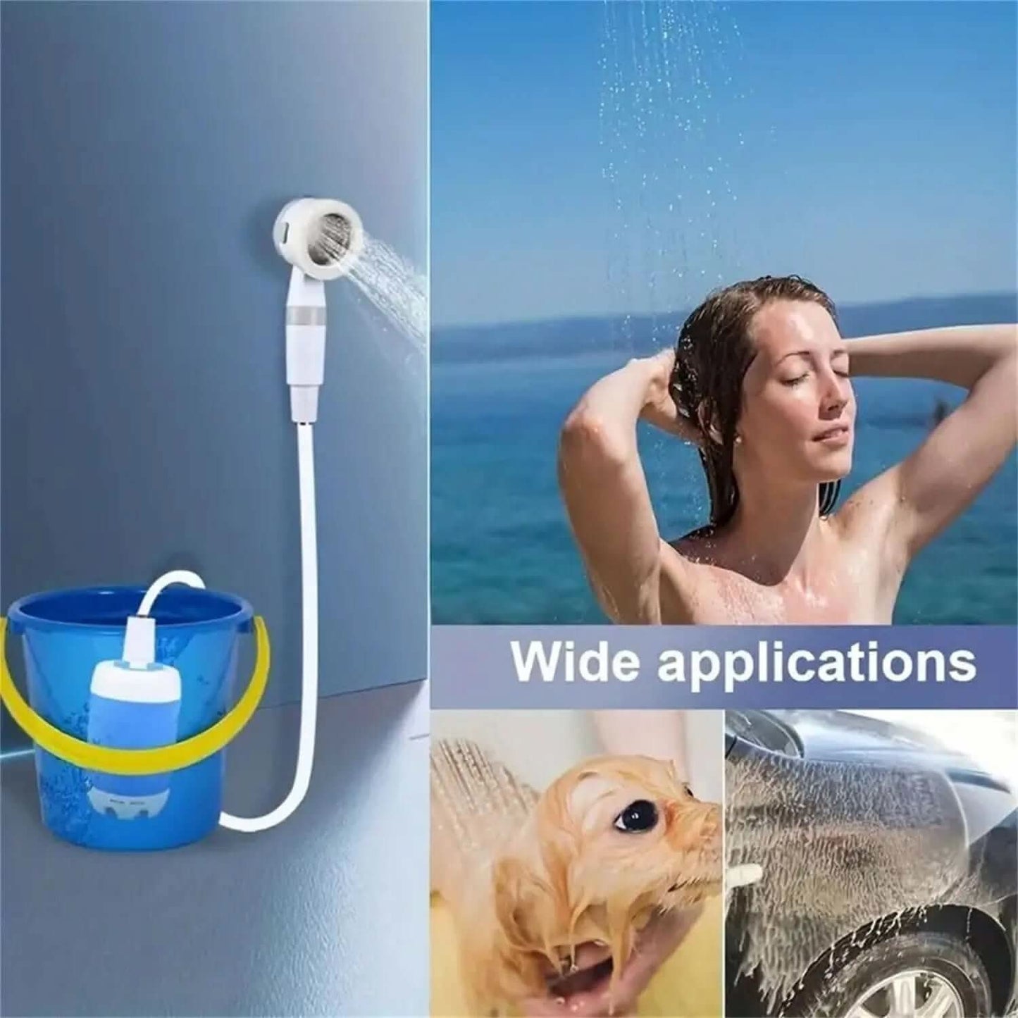 Outdoor Camping Shower Portable Electric Shower Gadgets Waterproof 5000mAh Rechargeable Battery Powered For Hiking Traveling Les Visionnaires
