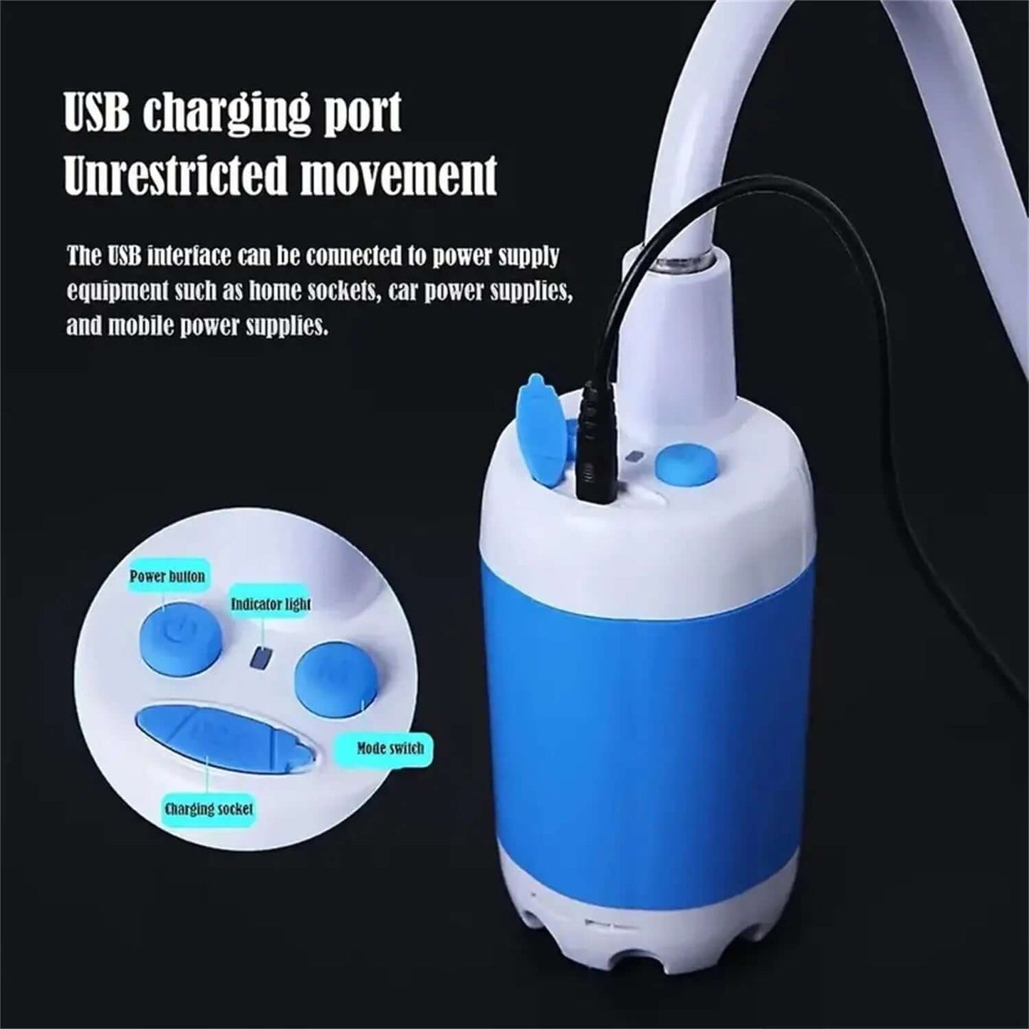 Outdoor Camping Shower Portable Electric Shower Gadgets Waterproof 5000mAh Rechargeable Battery Powered For Hiking Traveling Les Visionnaires