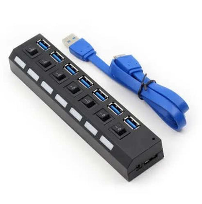 Hub USB 3.0 externe à 7 ports avec adaptateur d'alimentation Les Visionnaires