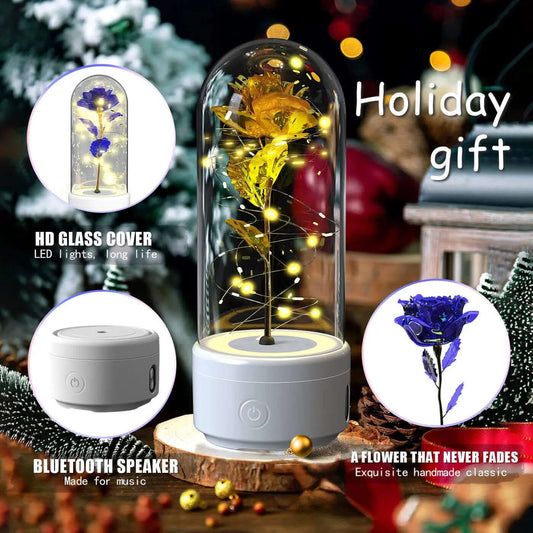 Lampe LED en forme de rose avec haut-parleur Bluetooth Les Visionnaires