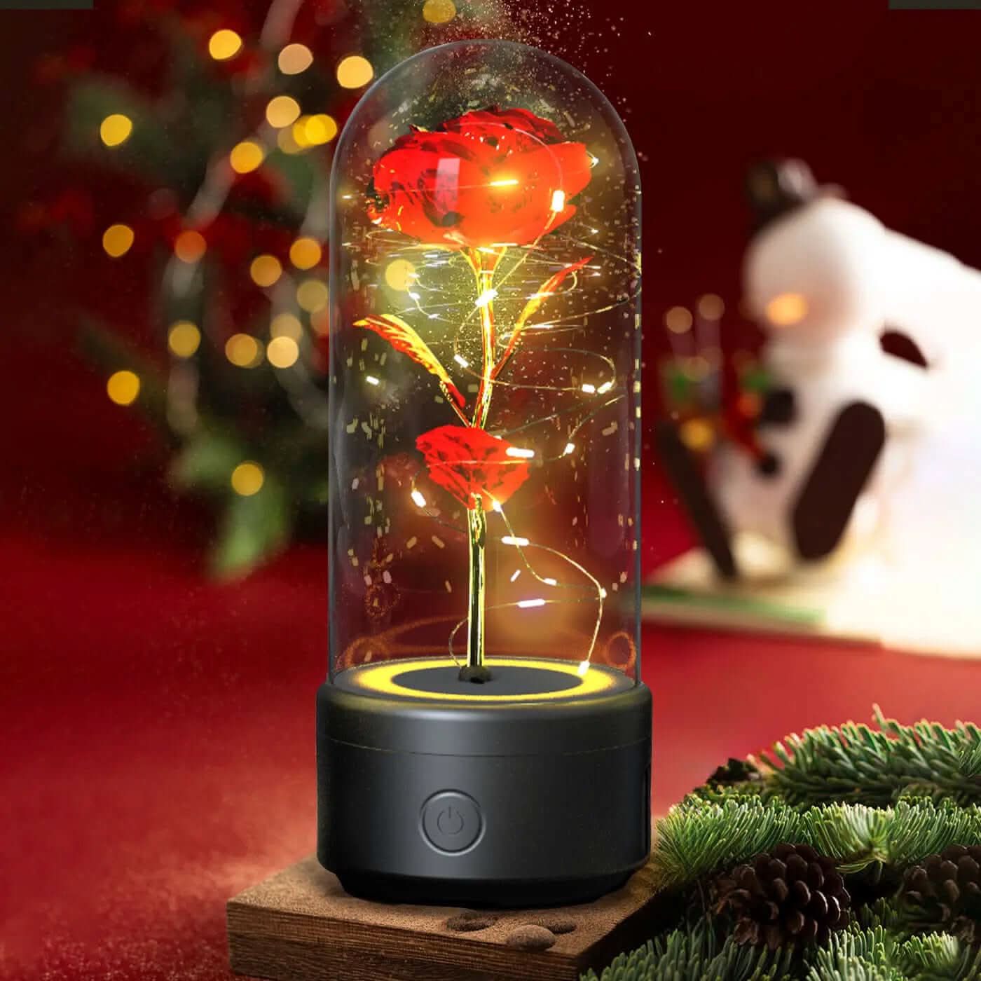 Lampe LED en forme de rose avec haut-parleur Bluetooth Les Visionnaires