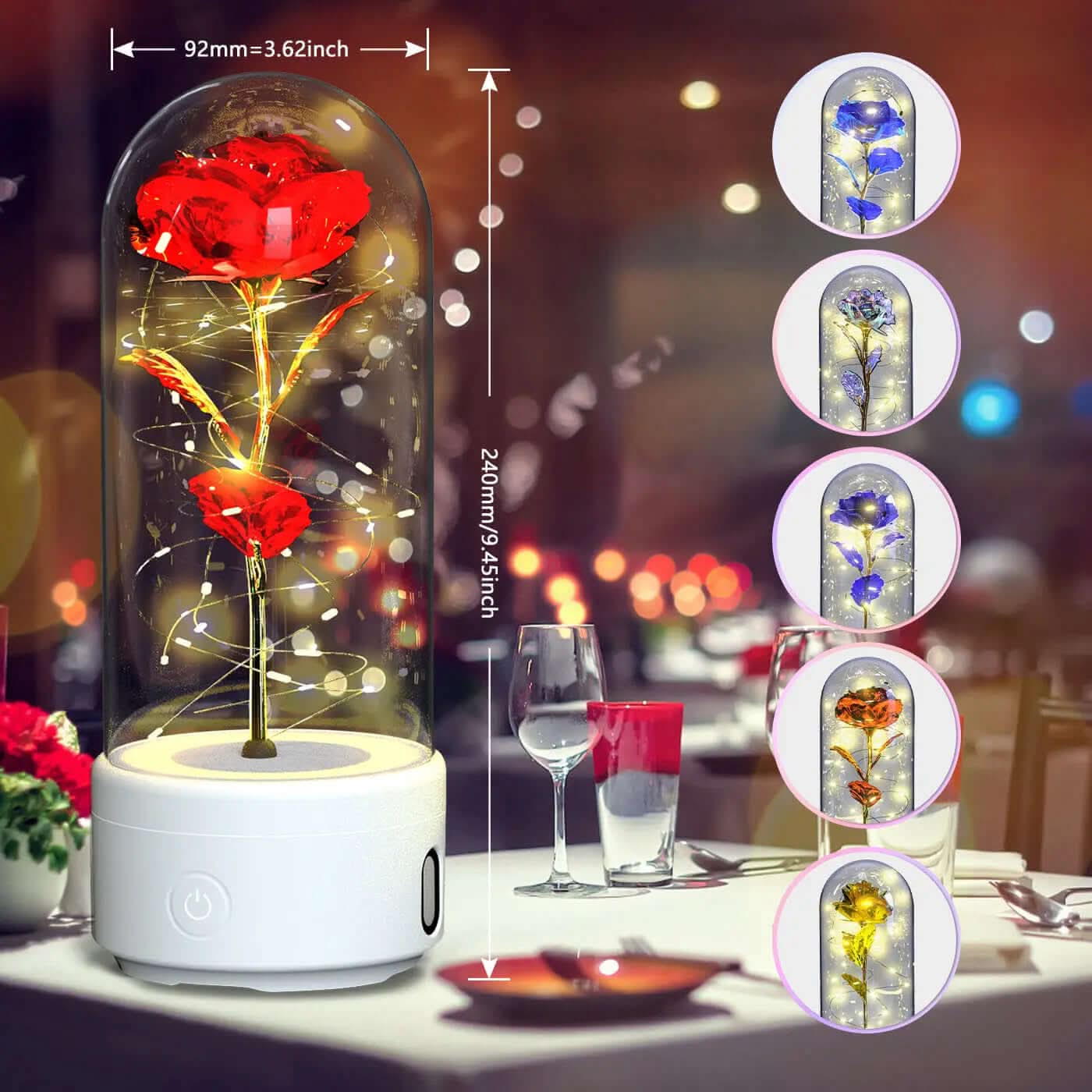 Lampe LED en forme de rose avec haut-parleur Bluetooth Les Visionnaires