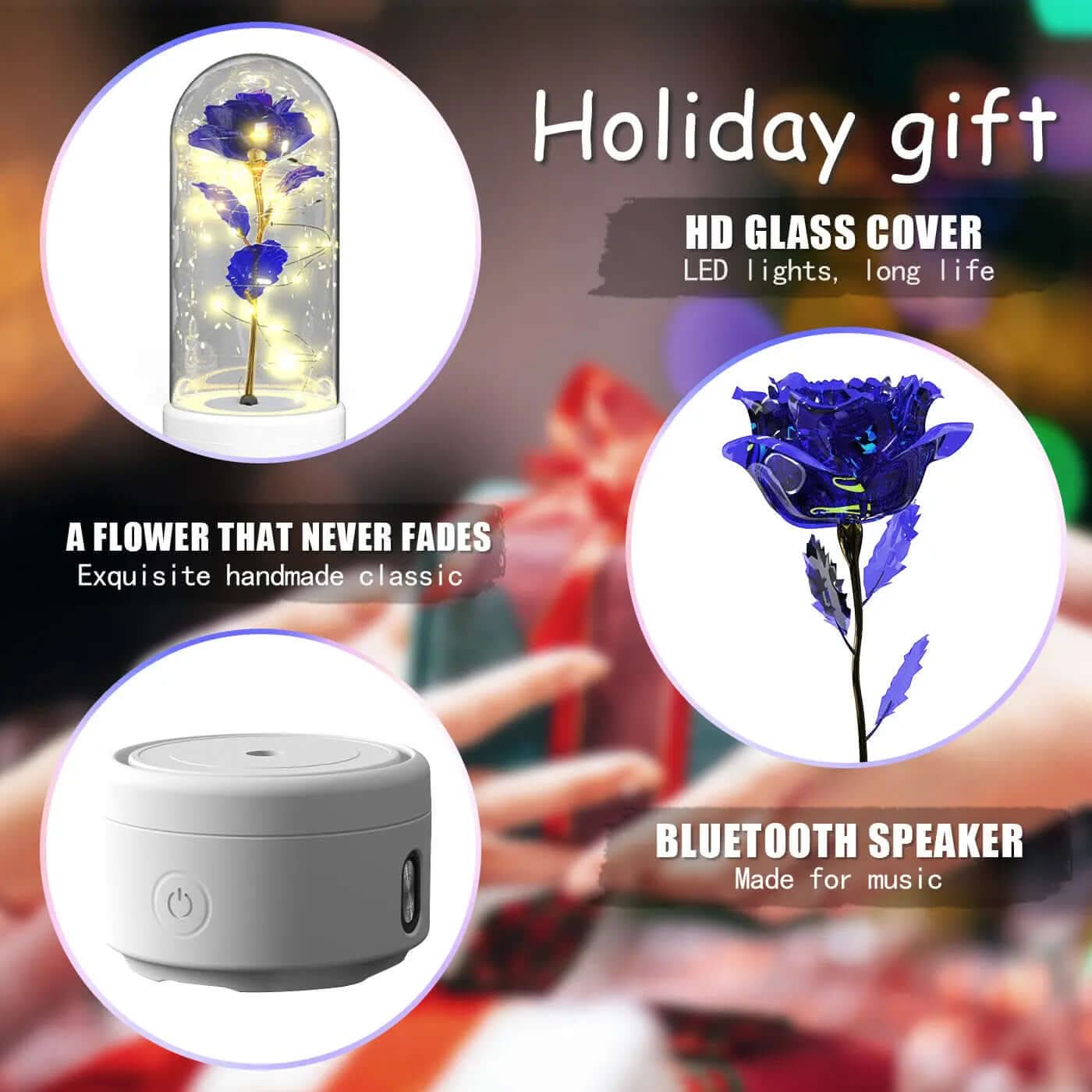 Lampe LED en forme de rose avec haut-parleur Bluetooth Les Visionnaires