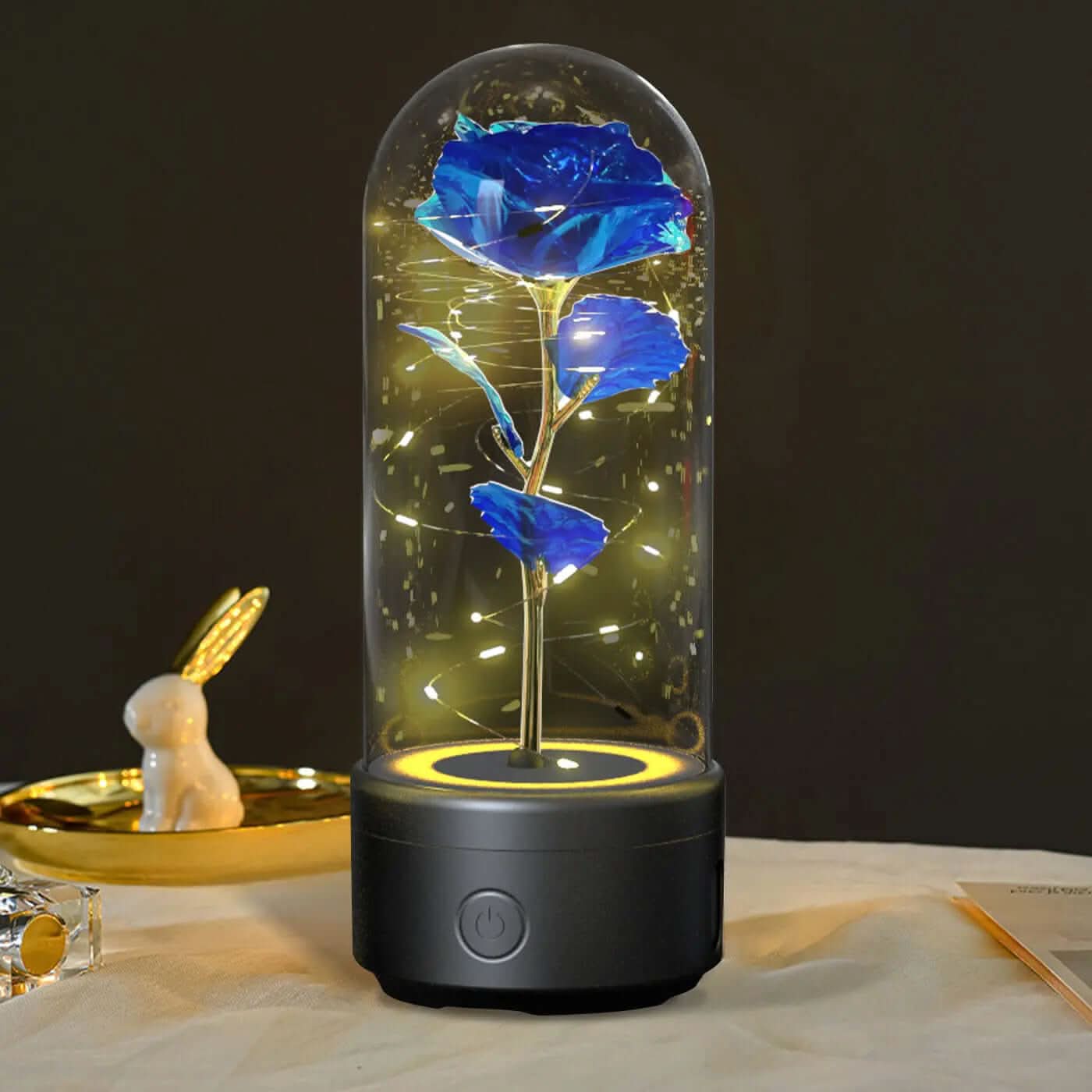 Lampe LED en forme de rose avec haut-parleur Bluetooth Les Visionnaires