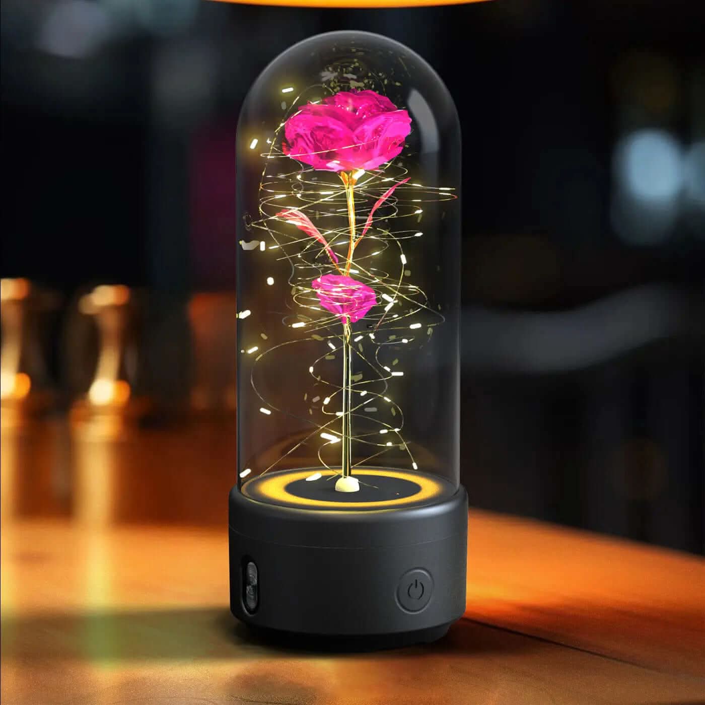 Lampe LED en forme de rose avec haut-parleur Bluetooth Les Visionnaires
