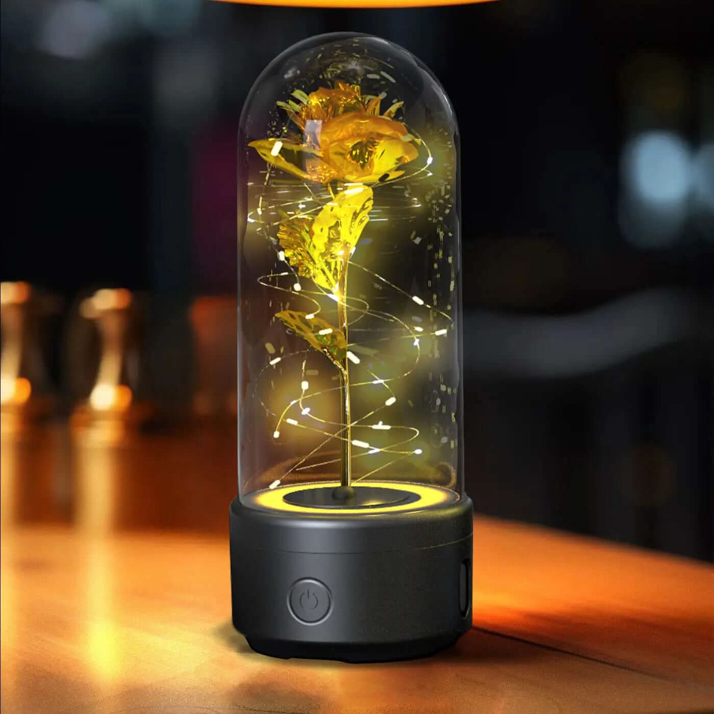 Lampe LED en forme de rose avec haut-parleur Bluetooth Les Visionnaires