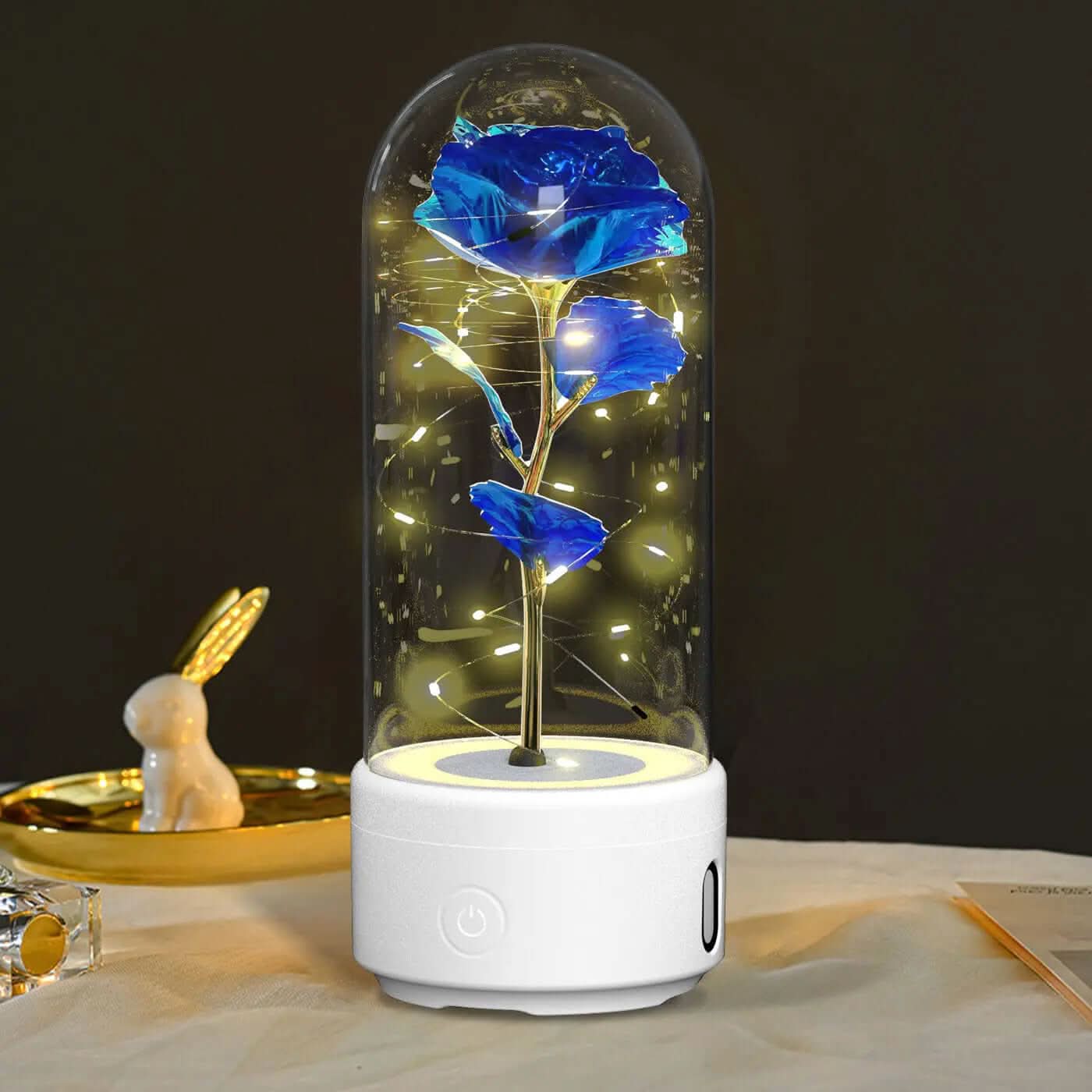 Lampe LED en forme de rose avec haut-parleur Bluetooth Les Visionnaires