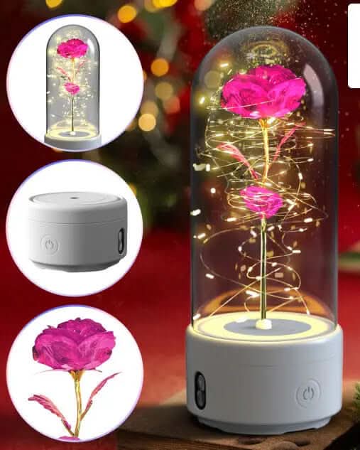Lampe LED en forme de rose avec haut-parleur Bluetooth Les Visionnaires