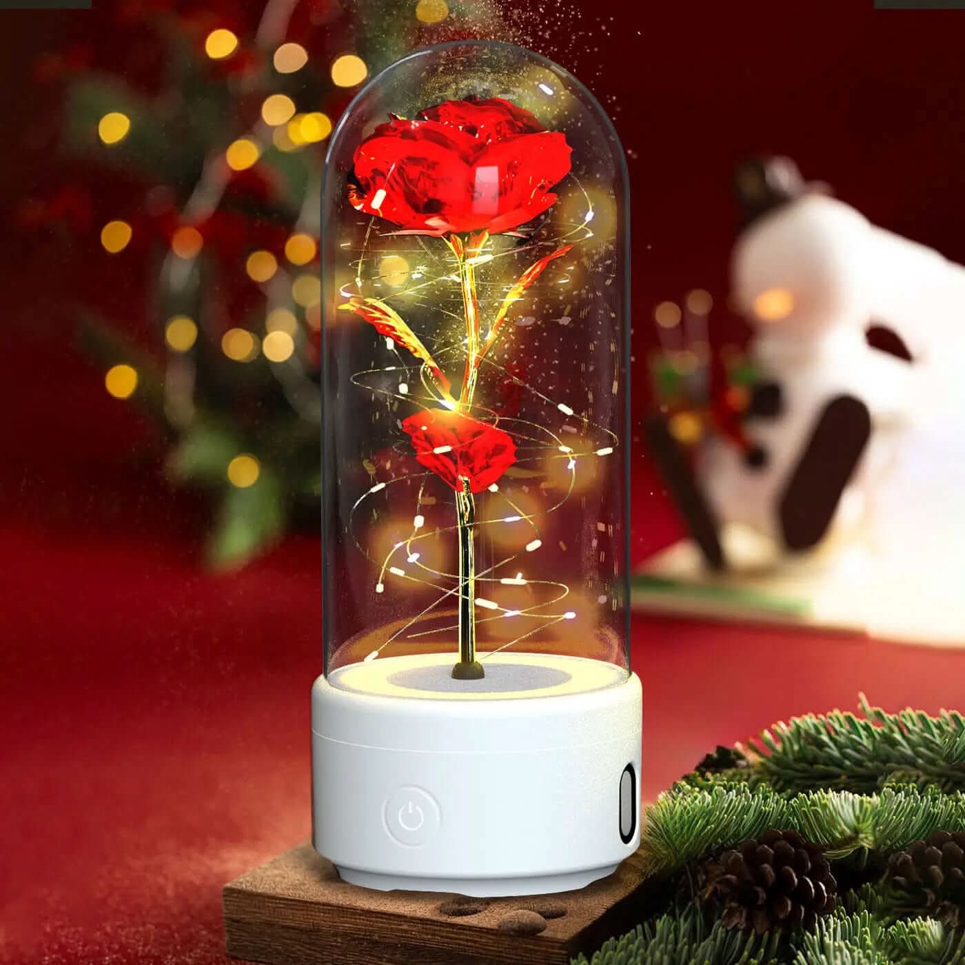 Lampe LED en forme de rose avec haut-parleur Bluetooth Les Visionnaires