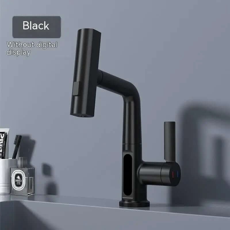 Intelligent Digital Display Faucet Pull-out Basin Faucet Temperature Digital Display Rotation Les Visionnaires