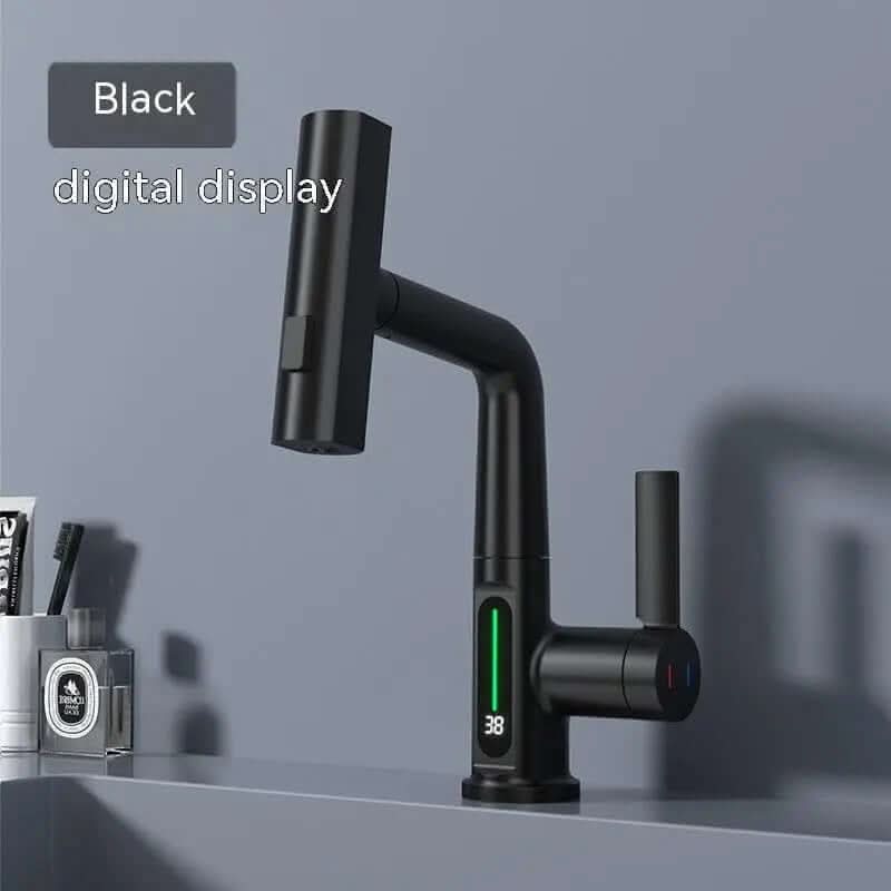 Intelligent Digital Display Faucet Pull-out Basin Faucet Temperature Digital Display Rotation Les Visionnaires