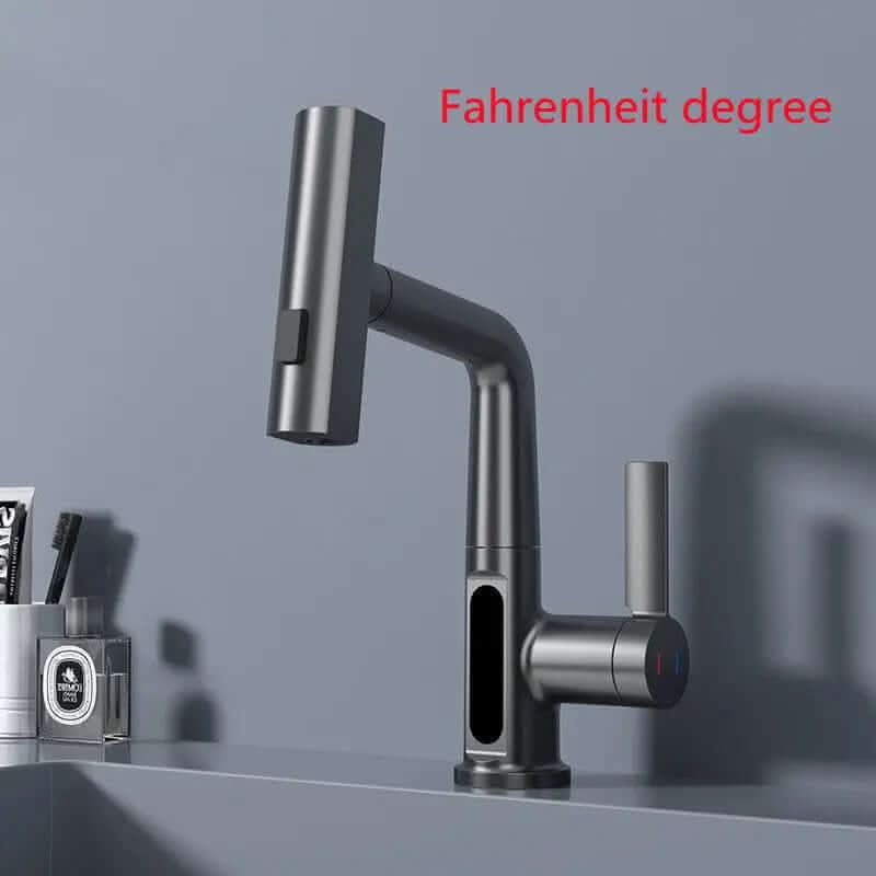 Intelligent Digital Display Faucet Pull-out Basin Faucet Temperature Digital Display Rotation Les Visionnaires