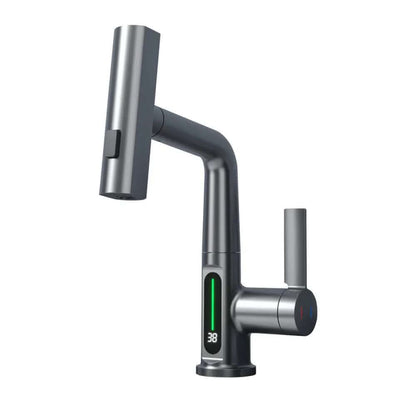 Intelligent Digital Display Faucet Pull-out Basin Faucet Temperature Digital Display Rotation Les Visionnaires