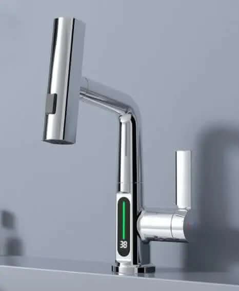 Intelligent Digital Display Faucet Pull-out Basin Faucet Temperature Digital Display Rotation Les Visionnaires