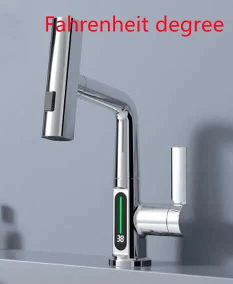 Intelligent Digital Display Faucet Pull-out Basin Faucet Temperature Digital Display Rotation Les Visionnaires