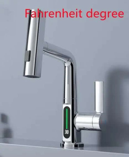 Intelligent Digital Display Faucet Pull-out Basin Faucet Temperature Digital Display Rotation Les Visionnaires