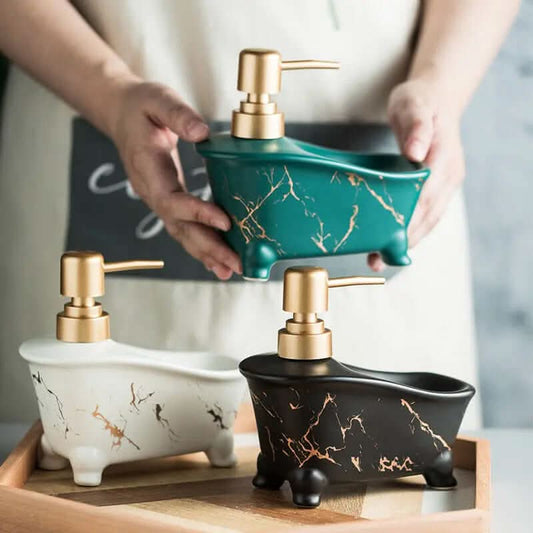 distributeur de savon et gel douche en céramique de luxe Les Visionnaires