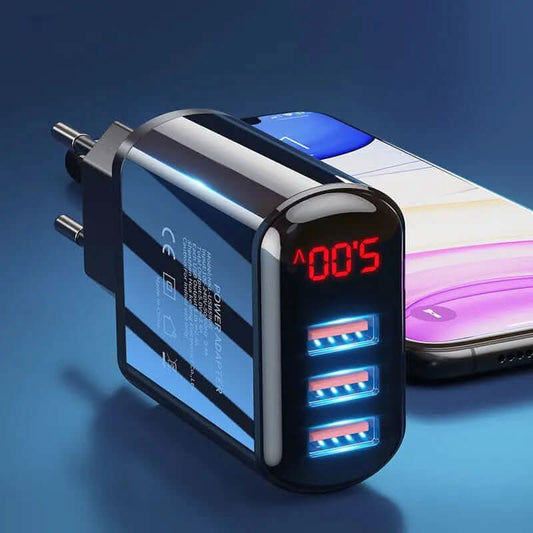 chargeur USB 3 ports avec affichage LED Les Visionnaires