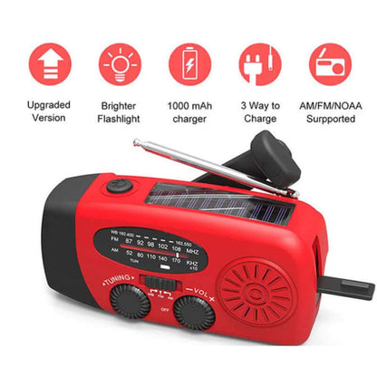 Lampe de poche radio solaire à manivelle avec chargement USB Les Visionnaires