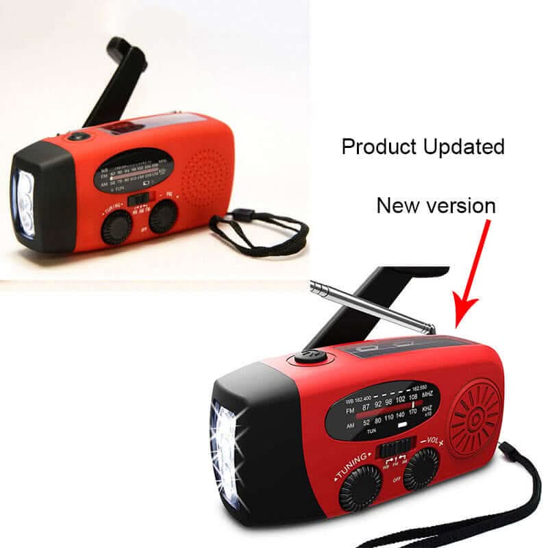 Lampe de poche radio solaire à manivelle avec chargement USB Les Visionnaires