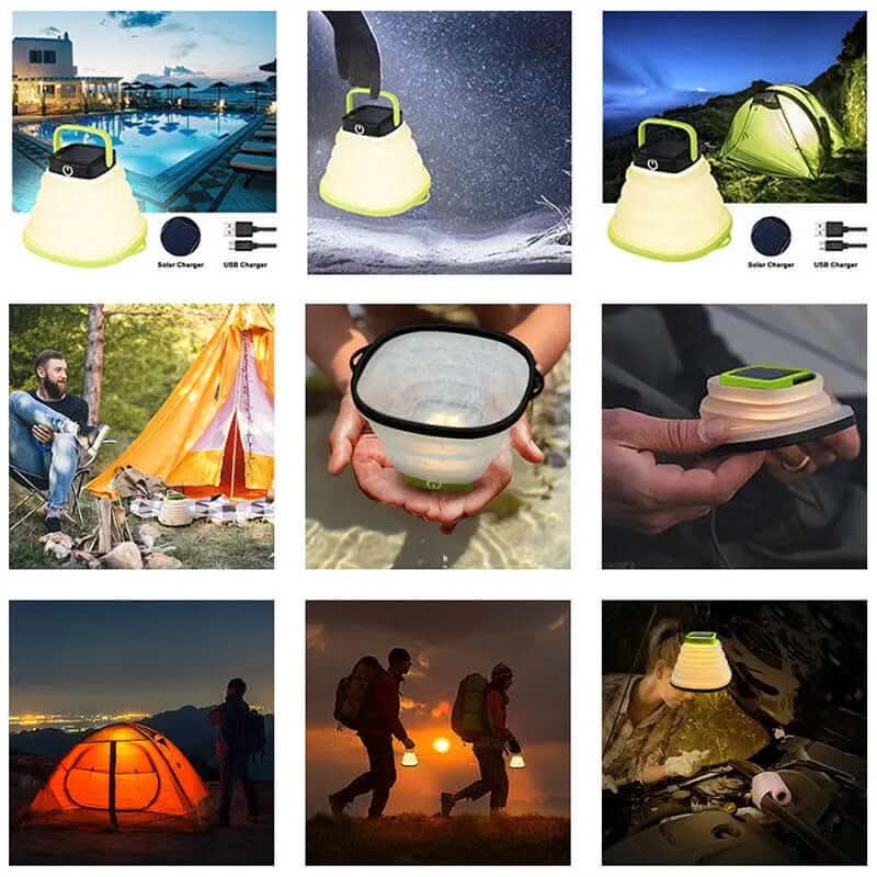 lampe Solaire Pliable IP68 - lanterne idéale pour le camping Les Visionnaires