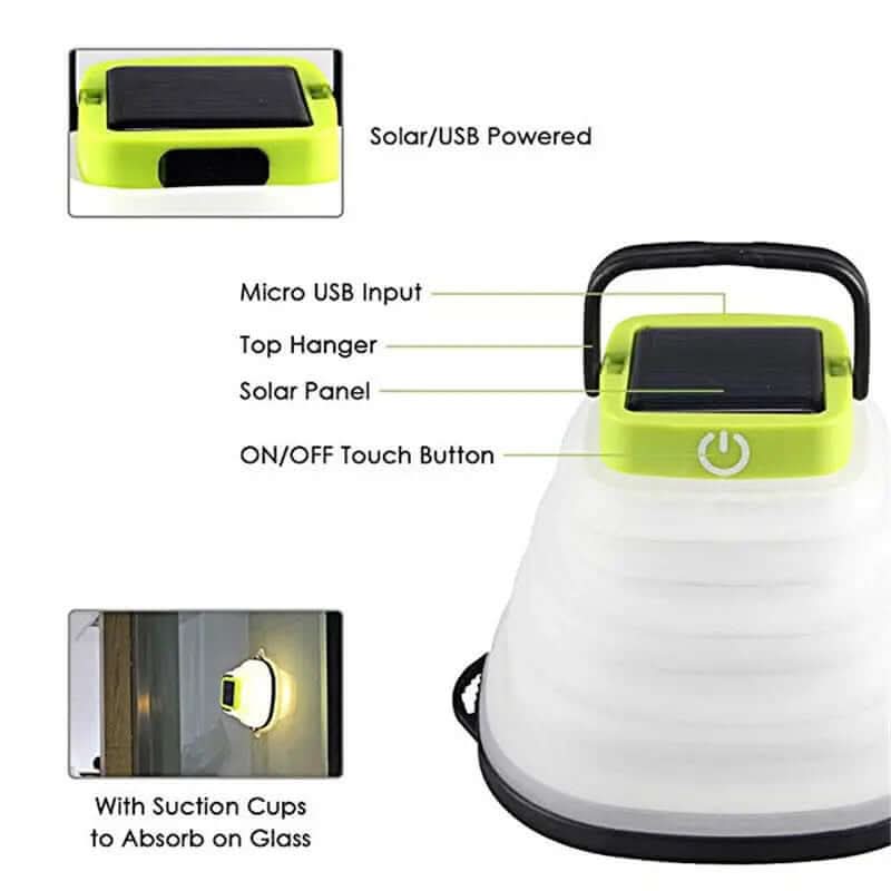 lampe Solaire Pliable IP68 - lanterne idéale pour le camping Les Visionnaires