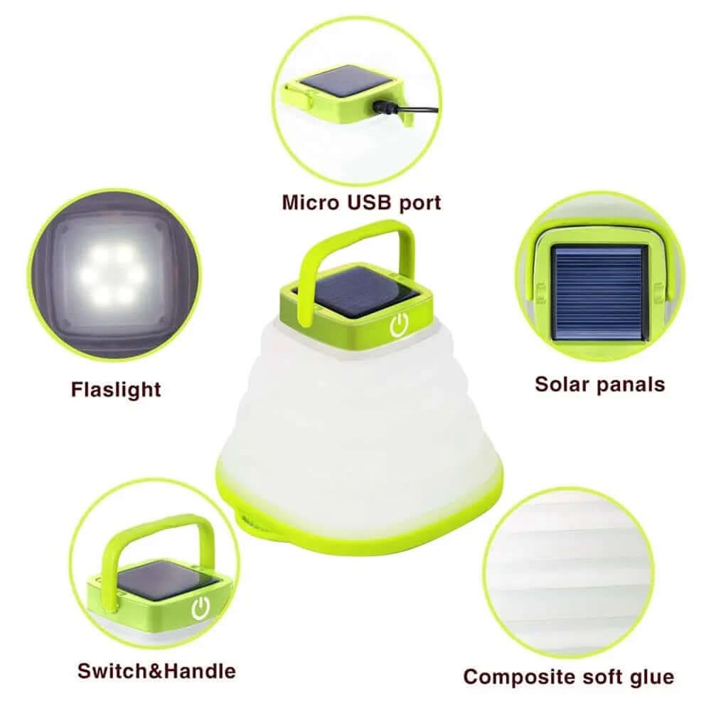 lampe Solaire Pliable IP68 - lanterne idéale pour le camping Les Visionnaires