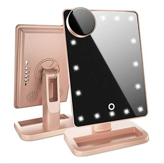 Miroir de maquillage tactile avec 20 LED, haut-parleur Bluetooth et musique Les Visionnaires