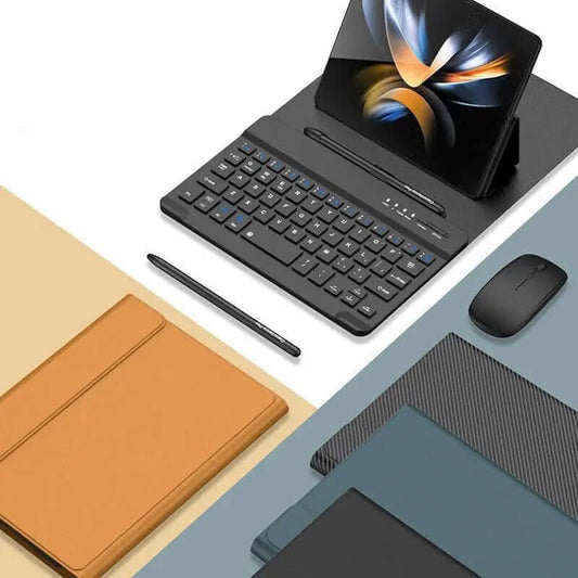 Ensemble clavier sans fil pliable avec étui en cuir Les Visionnaires