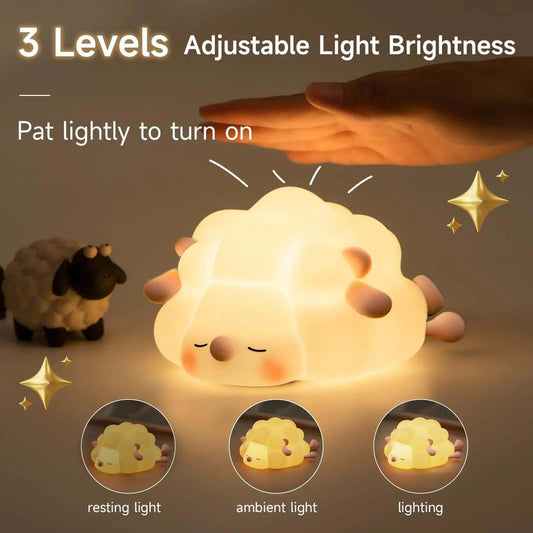 Cute Silicone Night Lights Sheep Cartoon Bedroom Lamp Les Visionnaires