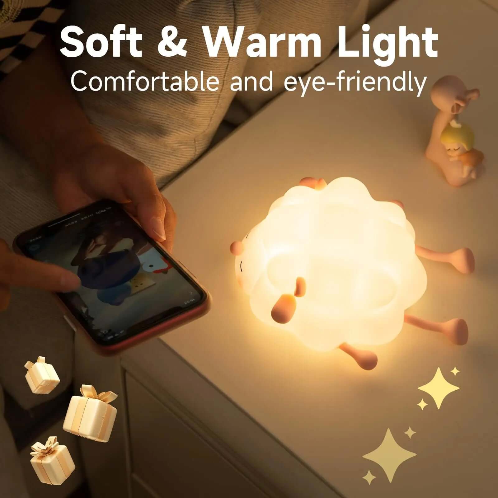 Cute Silicone Night Lights Sheep Cartoon Bedroom Lamp Les Visionnaires