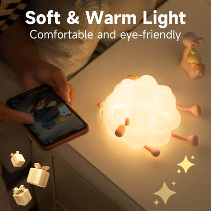 Cute Silicone Night Lights Sheep Cartoon Bedroom Lamp Les Visionnaires