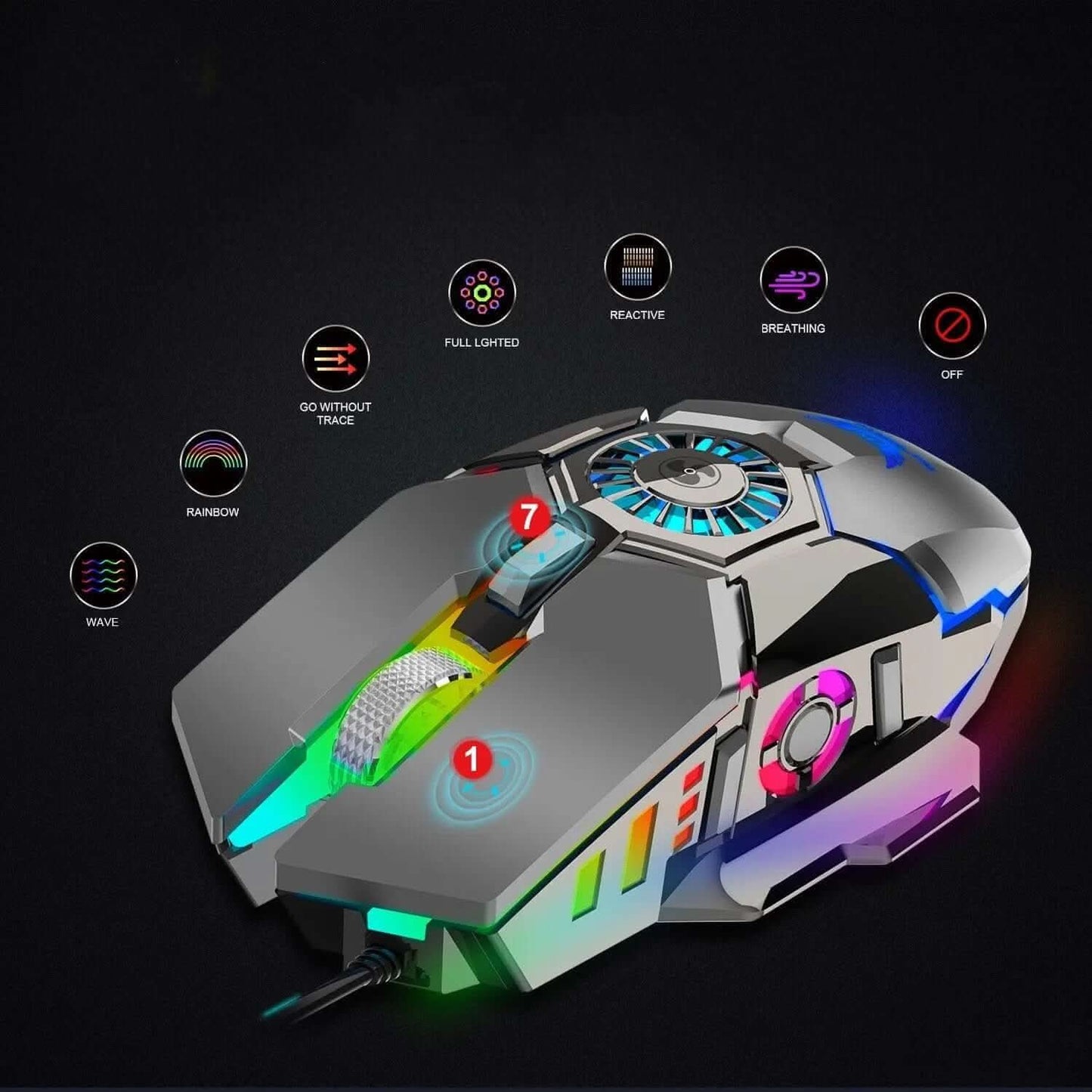 Souris filaire RGB lumineuse avec programmation macro Les Visionnaires