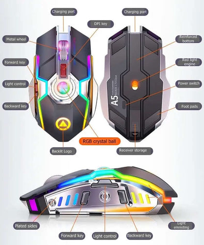 Souris gaming sans fil RGB rechargeable Les Visionnaires